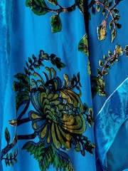 Joe Browns Blue Velvet Peacock Floral Print Fringed Kimono Cover-Up - Image 5 of 5