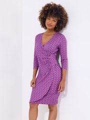 Joe Browns Pink Geometric Rouched Jersey Dress - Image 2 of 5