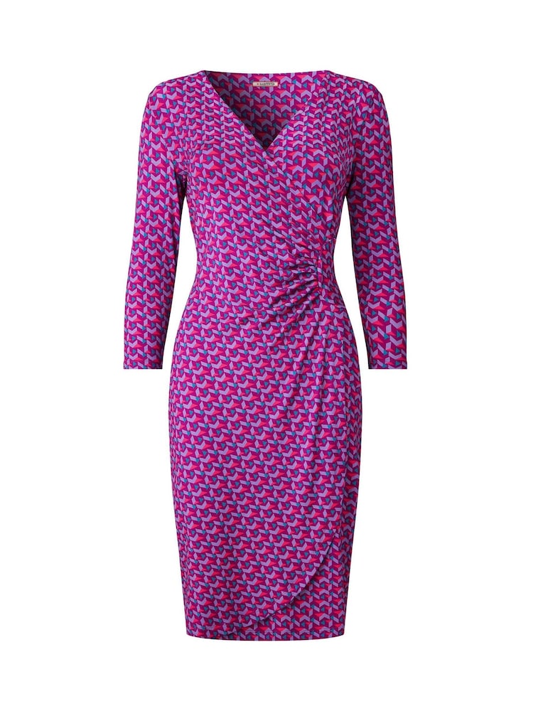 Joe Browns Pink Geometric Rouched Jersey Dress - Image 5 of 5