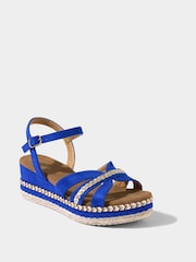 Joe Browns Blue Platform Espadrille Cross Over Strappy Sandals - Image 2 of 6