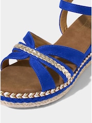 Joe Browns Blue Platform Espadrille Cross Over Strappy Sandals - Image 4 of 6