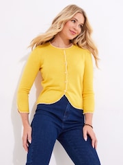 Joe Browns Yellow Frilly Scoop Neck Cardigan - Image 1 of 5