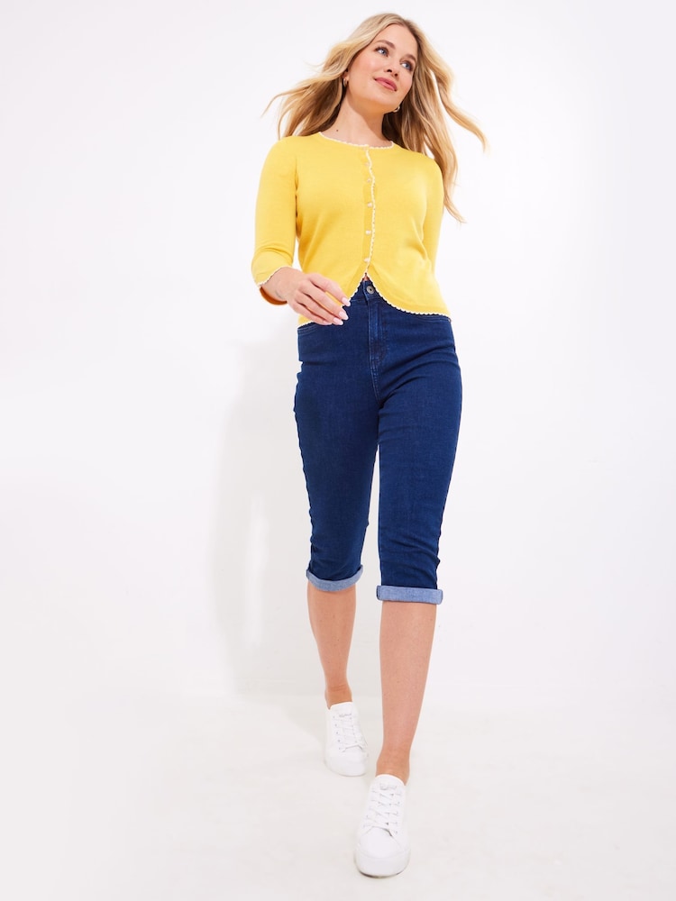 Joe Browns Yellow Frilly Scoop Neck Cardigan - Image 2 of 5