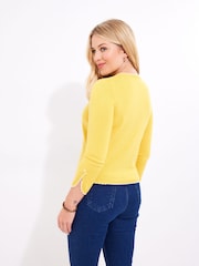 Joe Browns Yellow Frilly Scoop Neck Cardigan - Image 3 of 5
