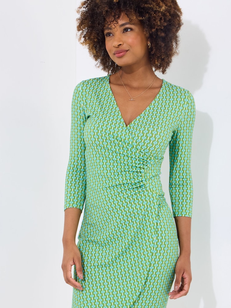 Joe Browns Green Geometric Long Sleeve Dress - Image 2 of 5