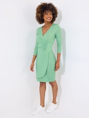 Joe Browns Green Geometric Long Sleeve Dress - Image 4 of 5