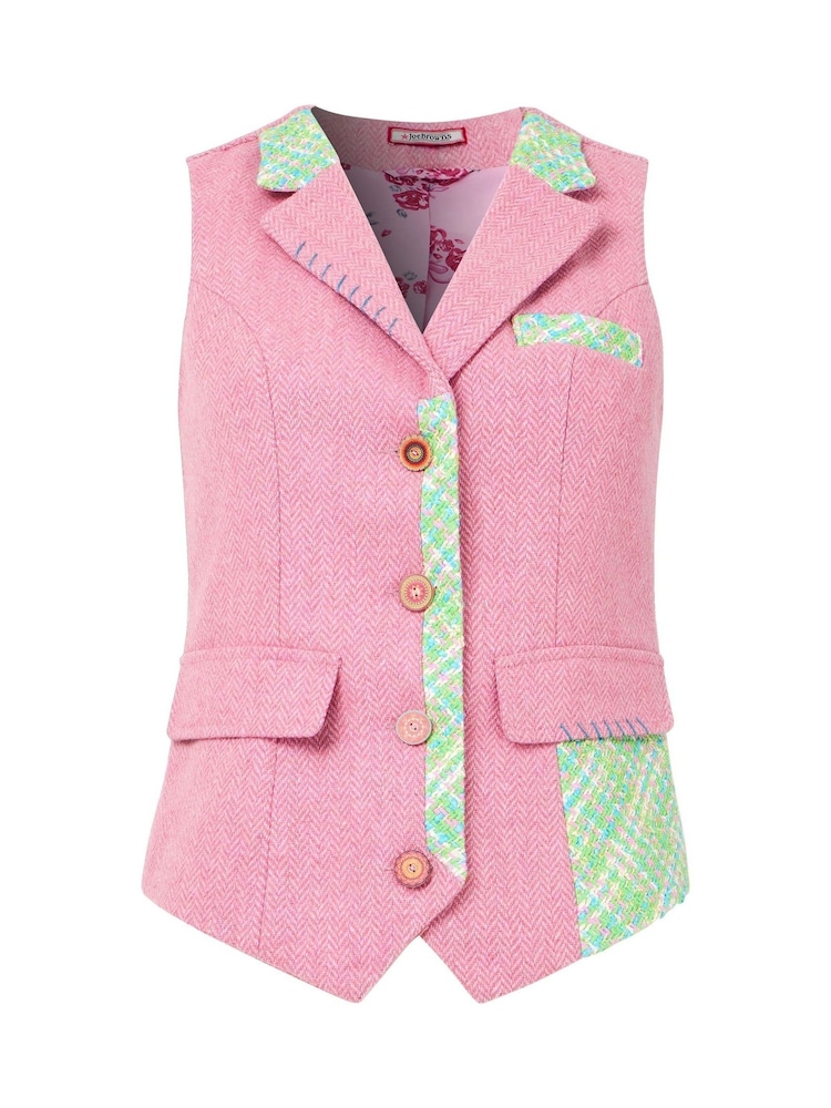 Joe Browns Pink Tweed Patch Waistcoat - Image 7 of 7