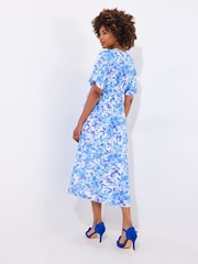 Joe Browns Blue Floral Floaty Sleeve Midi Dress - Image 3 of 5