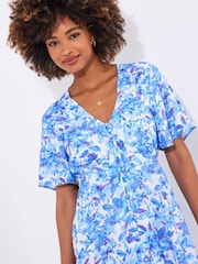 Joe Browns Blue Floral Floaty Sleeve Midi Dress - Image 4 of 5