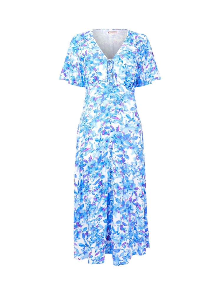 Joe Browns Blue Floral Floaty Sleeve Midi Dress - Image 5 of 5