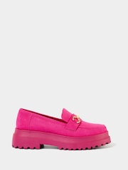 Joe Browns Pink Chunky Cleated Sole Microsuede Loafers - Image 1 of 4