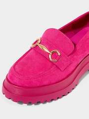 Joe Browns Pink Chunky Cleated Sole Microsuede Loafers - Image 4 of 4
