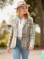 Joe Browns Blue Contrast Collar Check Jacket - Image 1 of 7