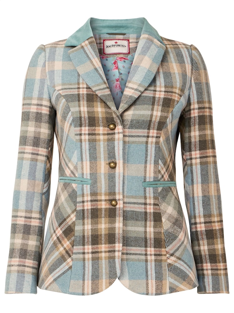 Joe Browns Blue Contrast Collar Check Jacket - Image 7 of 7