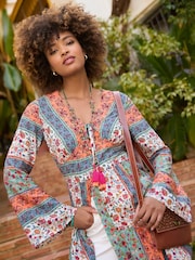 Joe Browns Blue V-Neck Tassel Patchwork Tunic - Image 2 of 6