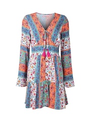 Joe Browns Blue V-Neck Tassel Patchwork Tunic - Image 6 of 6