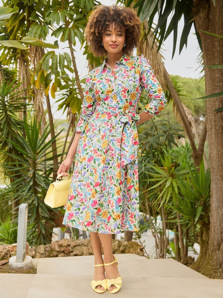 Joe Browns White Vibrant Floral Print Button Shirt Dress - Image 1 of 7