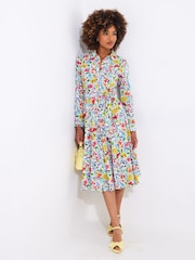 Joe Browns White Vibrant Floral Print Button Shirt Dress - Image 2 of 7