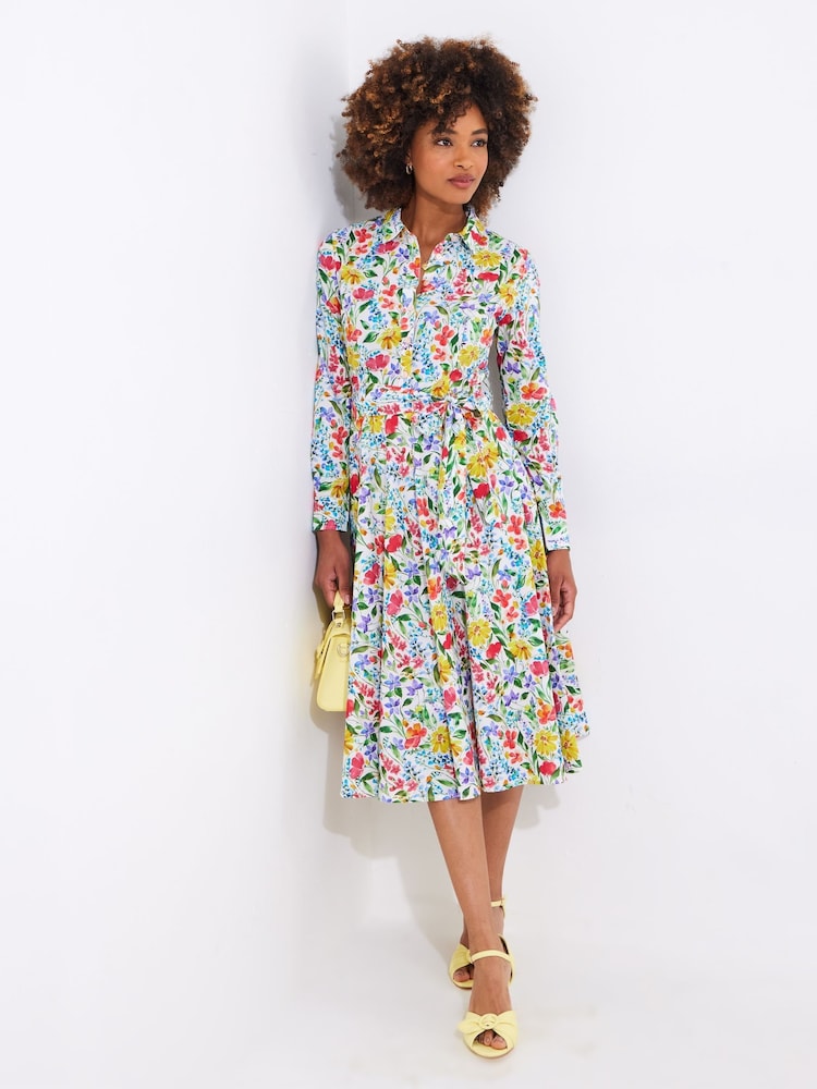 Joe Browns White Vibrant Floral Print Button Shirt Dress - Image 2 of 7