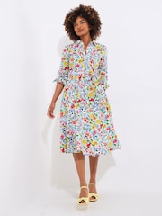 Joe Browns White Vibrant Floral Print Button Shirt Dress - Image 3 of 7