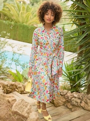 Joe Browns White Vibrant Floral Print Button Shirt Dress - Image 6 of 7