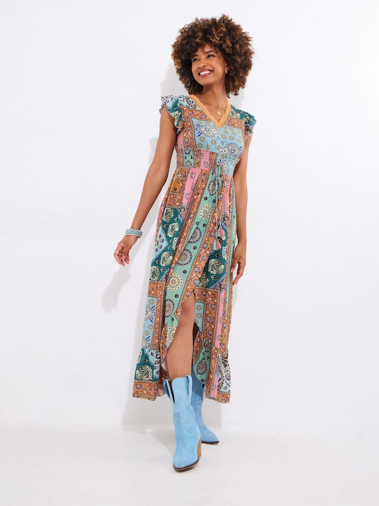 patchwork lace dress Belle Flower Patchwork Dress Women's Floral Lace Long Maxi Dress, Backless Flowy Summer Outfit, L by Nordic Peace