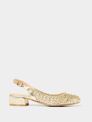 Joe Browns Woven Metallic Block Heel Sling Back Shoes - Image 1 of 4