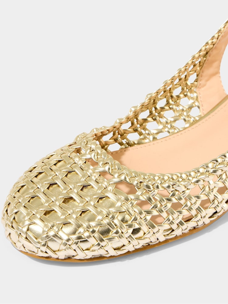 Joe Browns Woven Metallic Block Heel Sling Back Shoes - Image 4 of 4