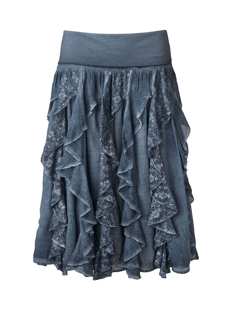 Joe Browns Blue Frilled Denim Look 100% Cotton Midi Skirt - Image 7 of 7 Joe Browns Blue Frilled Denim Look 100% Cotton Midi Skirt - Image 7 of 7