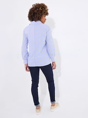 Joe Browns Blue Daisy Embroidered Stripe 100% Cotton Shirt - Image 2 of 5
