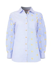 Joe Browns Blue Daisy Embroidered Stripe 100% Cotton Shirt - Image 5 of 5