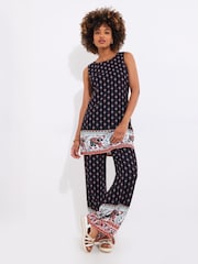 Joe Browns Black Elephant Print Sleeveless Long Line Top - Image 1 of 5