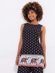 Joe Browns Black Elephant Print Sleeveless Long Line Top - Image 2 of 5