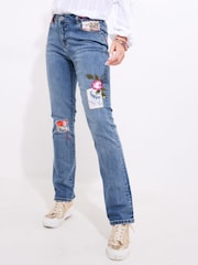 Joe Browns Blue Limited Edition Patchwork Straight Leg Jeans - Image 2 of 6
