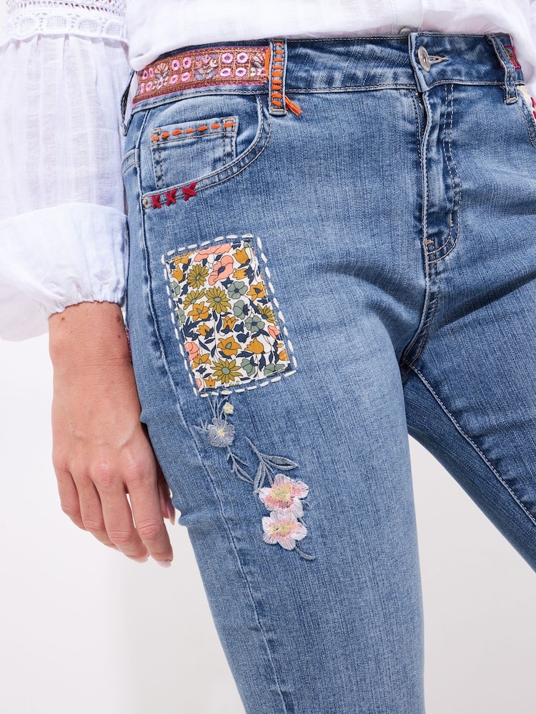 Joe Browns Blue Limited Edition Patchwork Straight Leg Jeans - Image 3 of 6