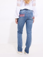 Joe Browns Blue Limited Edition Patchwork Straight Leg Jeans - Image 4 of 6