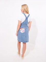 Joe Browns Floral Print Zip Front Denim Pinafore 100% Cotton Dress - Imagen 2 de 6