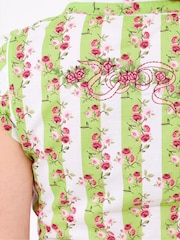 Joe Browns Green Stripe Rose Tie Waist 100% Cotton Dress - Image 5 of 6