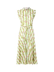 Joe Browns Green Stripe Rose Tie Waist 100% Cotton Dress - Image 6 of 6