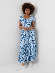 Joe Browns Blue Floral Full Crinkle Maxi Skirt - Image 5 of 7