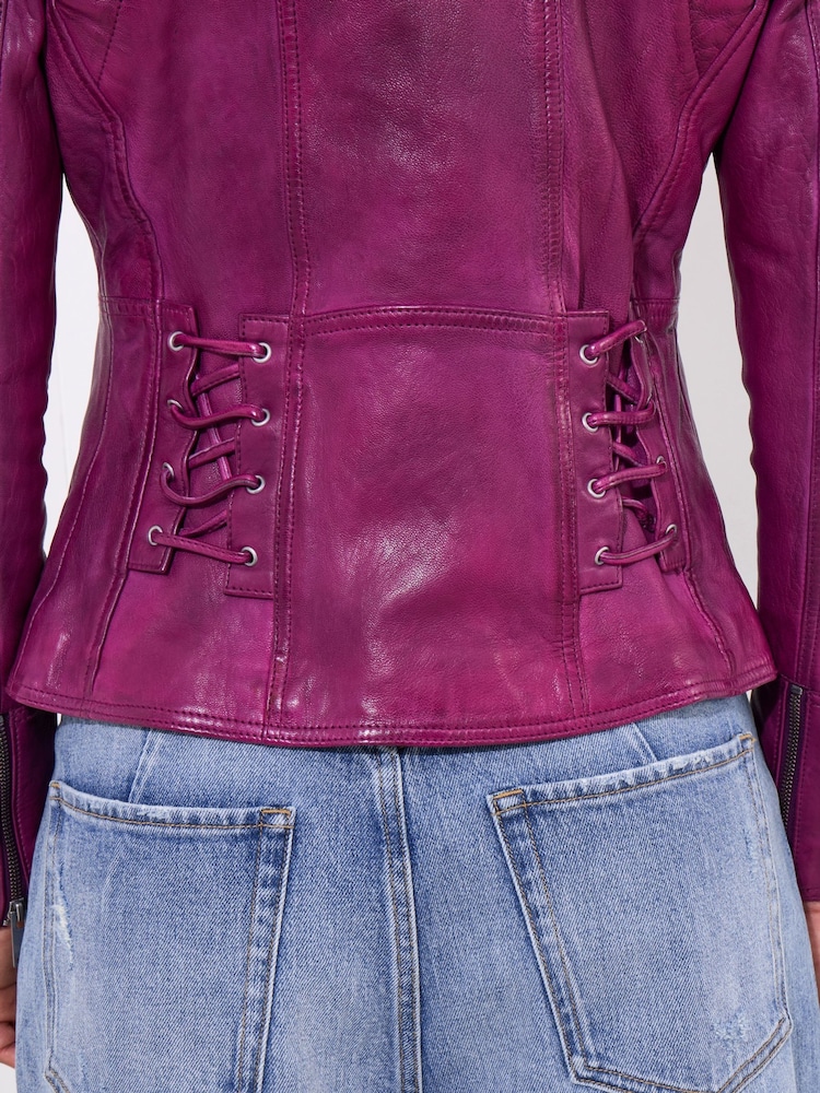 Joe Browns Purple Classic Collared Biker Jacket - Image 4 of 6
