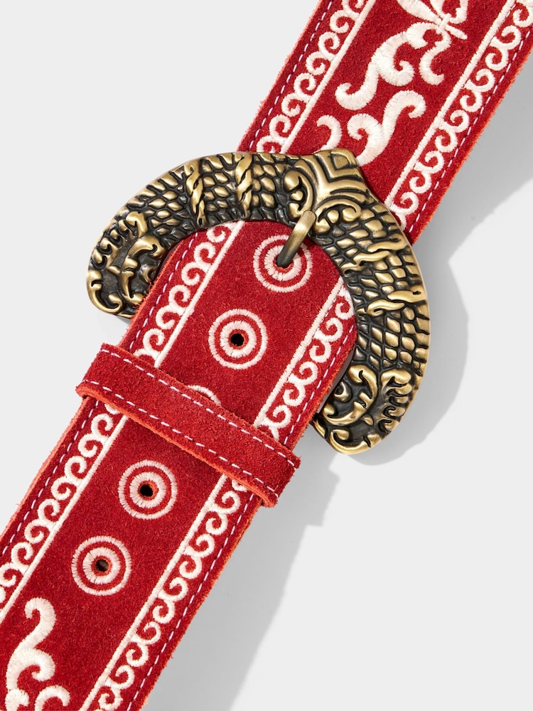 Joe Browns Red Western Embroidery Belt - Image 3 of 3