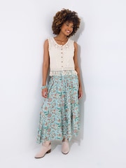 Joe Browns Natural Tassel Crochet 100% Cotton Waistcoat - Image 4 of 7