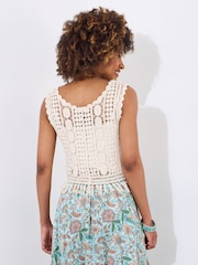 Joe Browns Natural Tassel Crochet 100% Cotton Waistcoat - Image 5 of 7