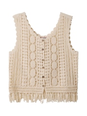 Joe Browns Natural Tassel Crochet 100% Cotton Waistcoat - Image 7 of 7