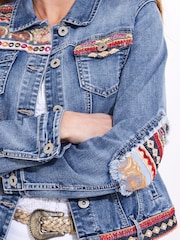 Joe Browns Blue Limited Edition Sequin Stretch Denim Jacket - Image 4 of 5