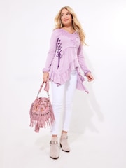 Morado - Joe Browns Frilly Embroidered V-Neck Tunic - Imagen 2 de 5