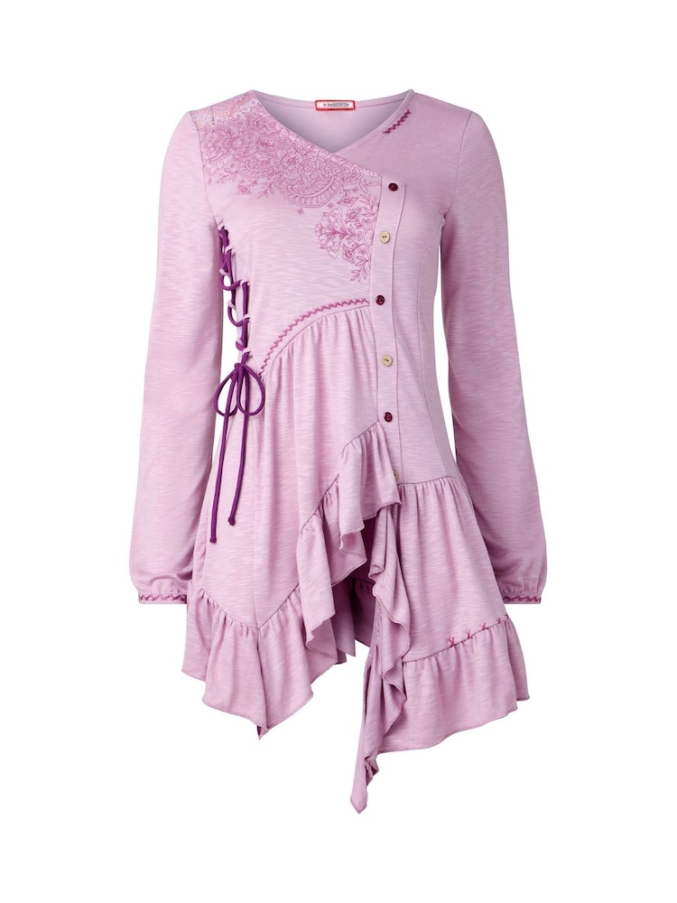 Morado - Joe Browns Frilly Embroidered V-Neck Tunic - Imagen 5 de 5 Morado - Joe Browns Frilly Embroidered V-Neck Tunic - Imagen 5 de 5
