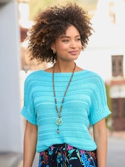 Joe Browns Blue Striped Boat Neck Jumper - Image 1 of 7