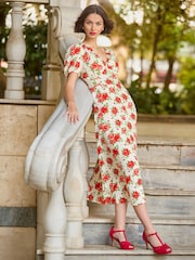 Joe Browns Red Vintage Rose Midi Dress - Image 1 of 7